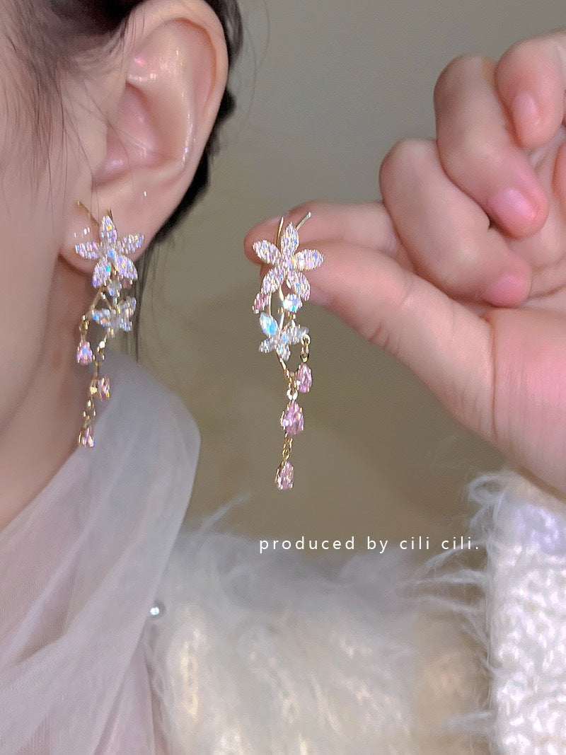 1 Pair Sweet Flower Butterfly Alloy Drop Earrings