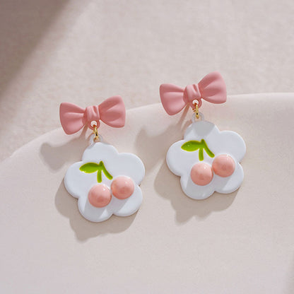 1 Pair Sweet Flower Plating Alloy Drop Earrings