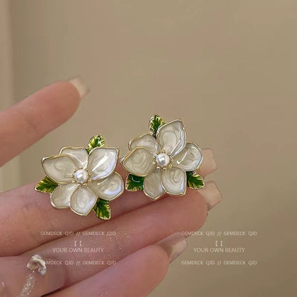 1 Pair Sweet Flower Plating Alloy Drop Earrings