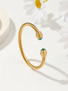 Retro Solid Color Stainless Steel Inlay Artificial Diamond Bangle