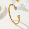 Retro Solid Color Stainless Steel Inlay Artificial Diamond Bangle