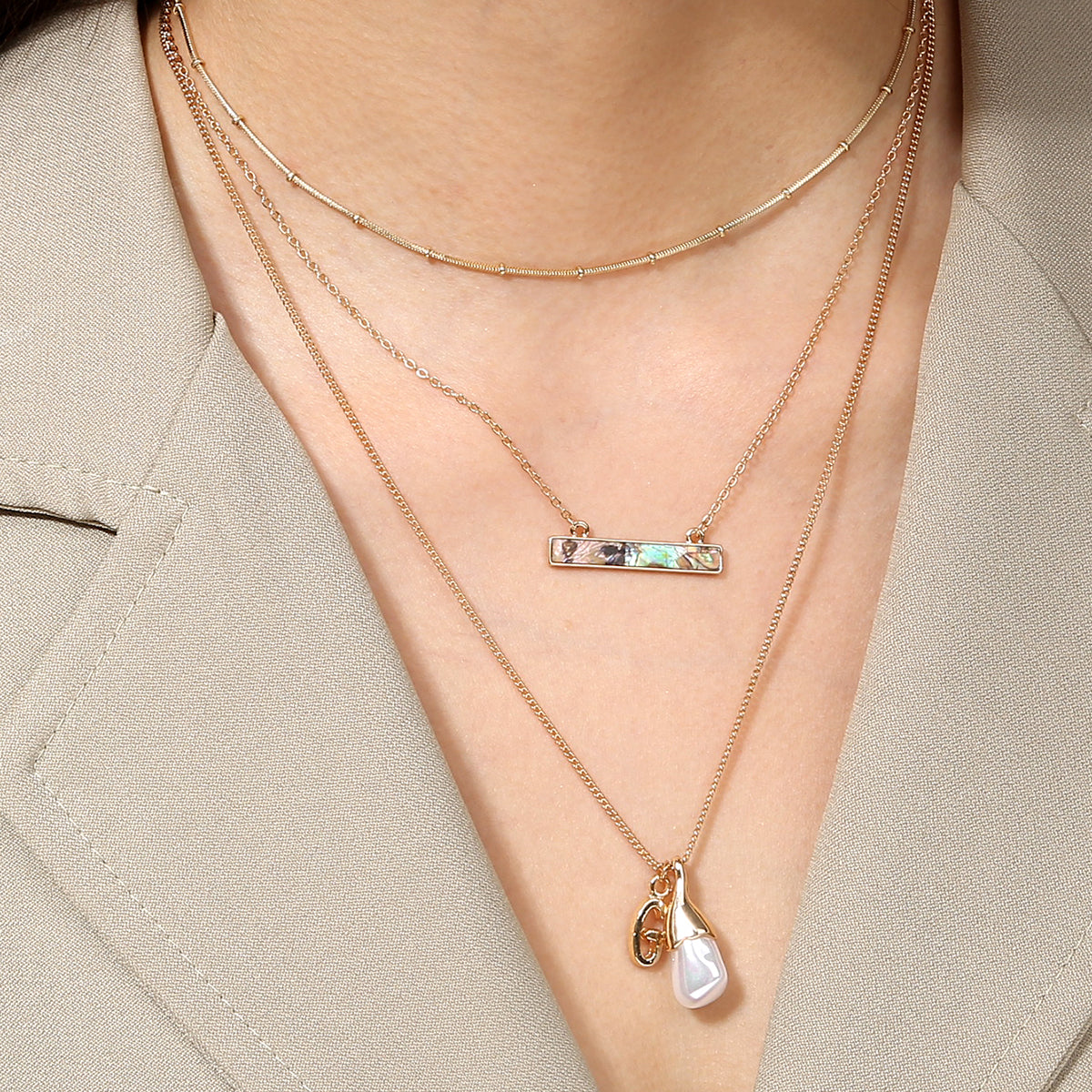 Elegant Lady Geometric Moon Copper Copper Alloy Wholesale Layered Necklaces