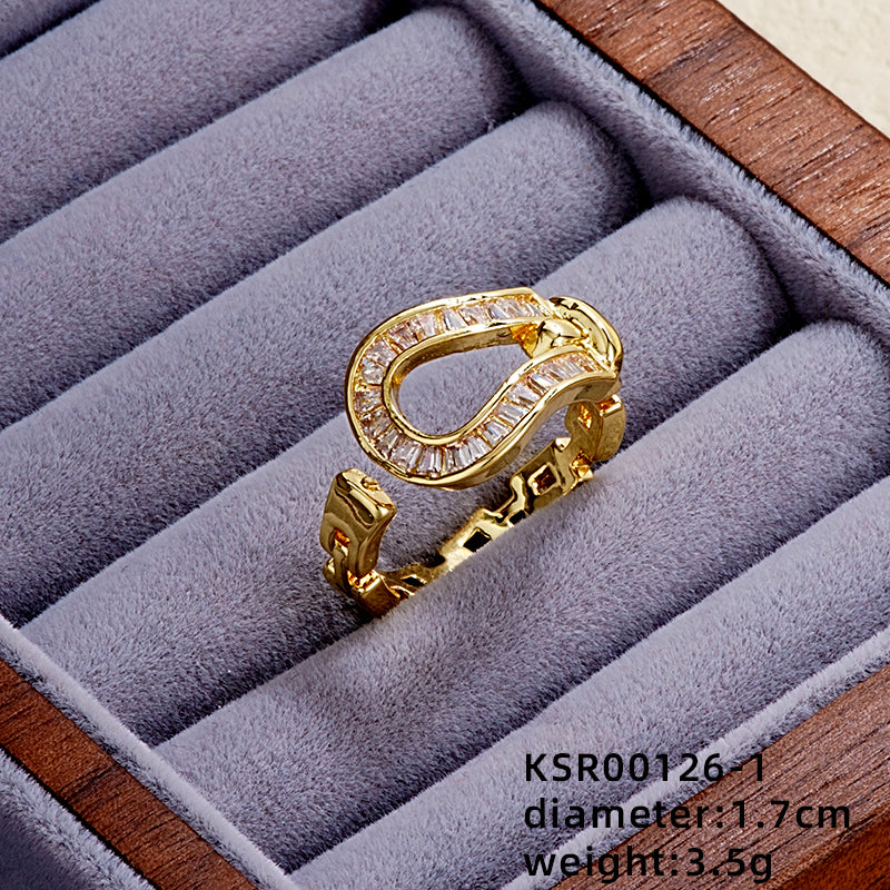 Elegant Simple Style Heart Shape Butterfly Copper Gold Plated Zircon Open Rings Rings In Bulk