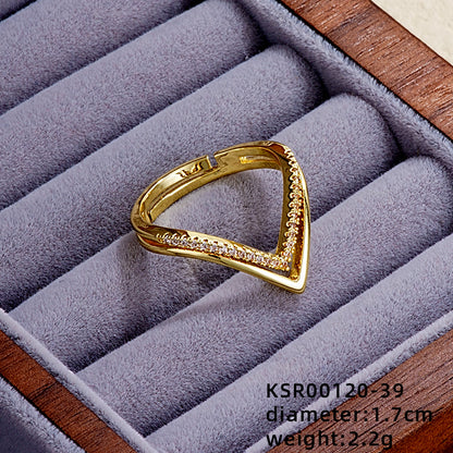 Elegant Simple Style Heart Shape Butterfly Copper Gold Plated Zircon Open Rings Rings In Bulk