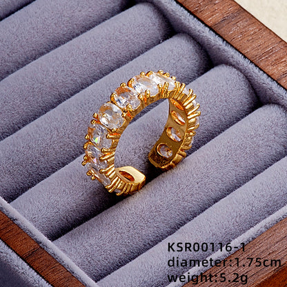 Elegant Simple Style Butterfly Copper Gold Plated Zircon Open Rings In Bulk