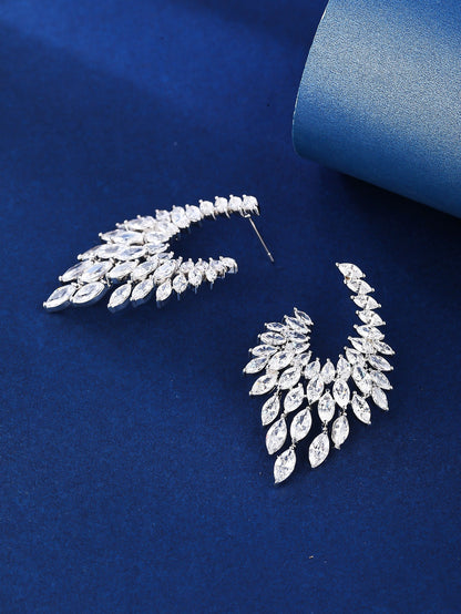 1 Pair Elegant Wedding Shiny Geometric Plating Inlay Copper Zircon White Gold Plated Earrings