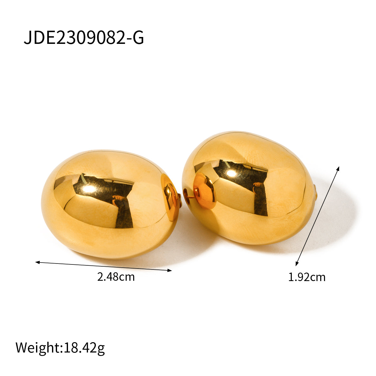 1 Pair Simple Style Commute Solid Color Plating Stainless Steel 18k Gold Plated Ear Studs