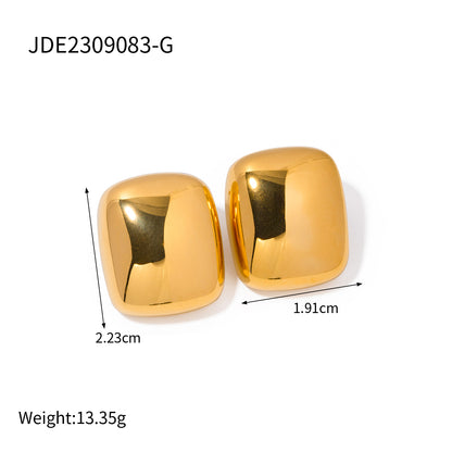 1 Pair Simple Style Commute Square Plating Stainless Steel 18k Gold Plated Ear Studs