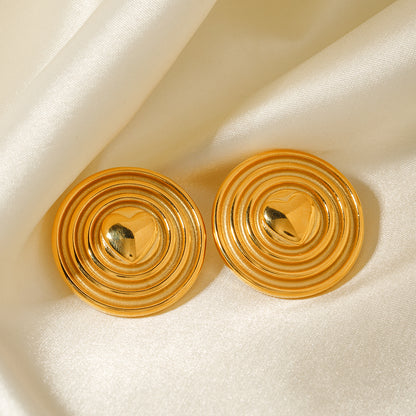 1 Pair Simple Style Commute Round Plating Stainless Steel 18k Gold Plated Ear Studs