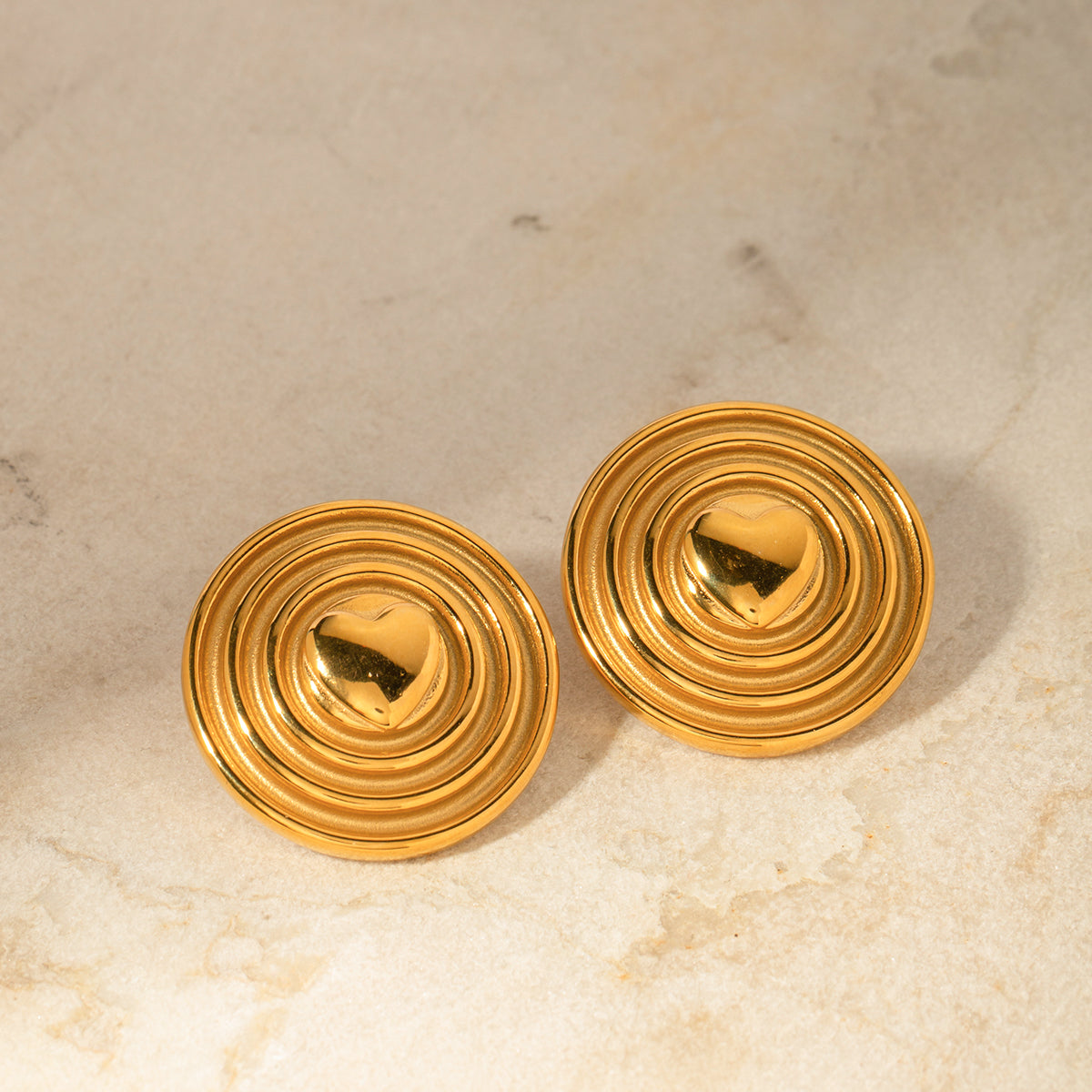 1 Pair Simple Style Commute Round Plating Stainless Steel 18k Gold Plated Ear Studs