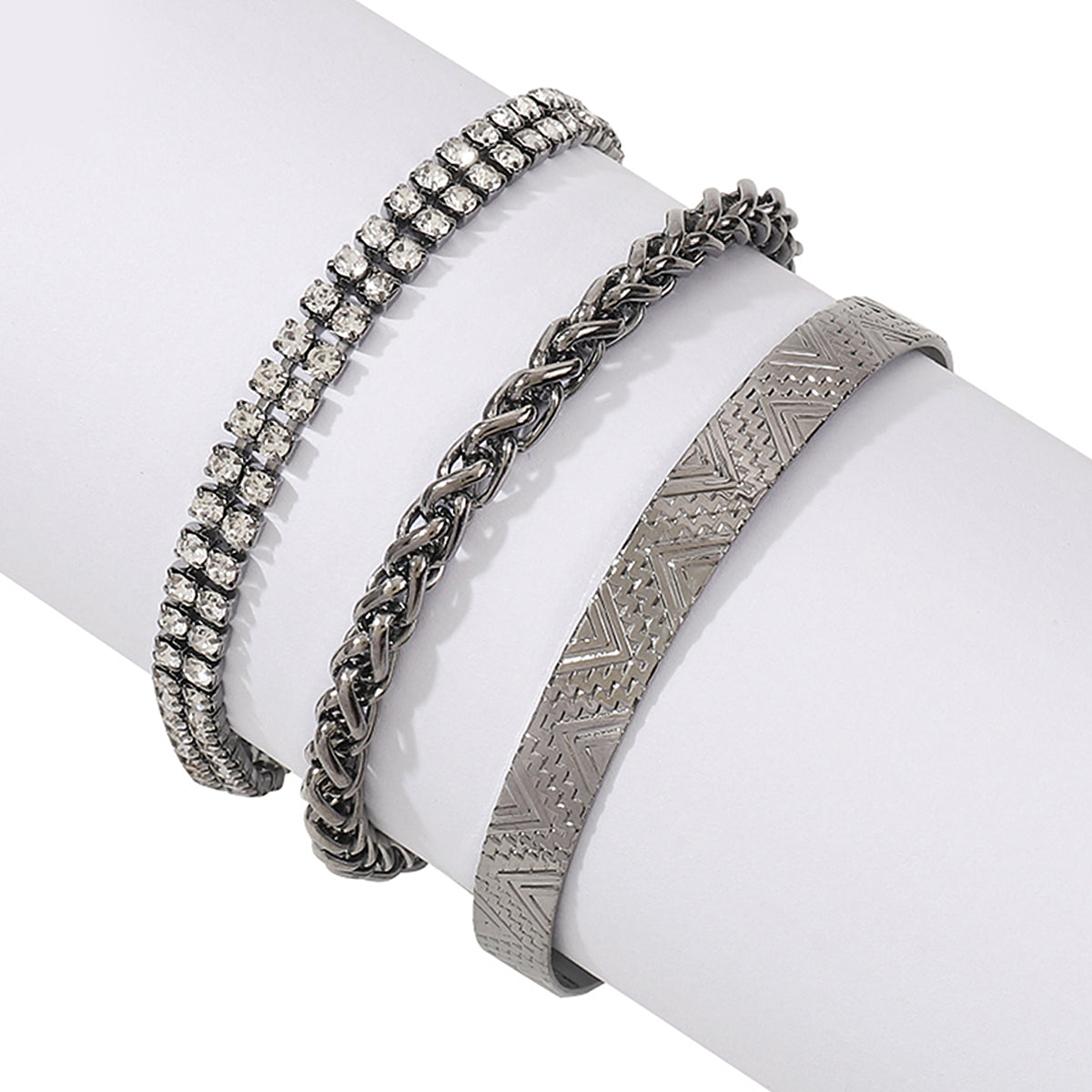 Modern Style Simple Style Solid Color Alloy Inlay Rhinestones Women's Bangle