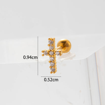 1 Piece Ear Cartilage Rings & Studs Fashion Star Heart Shape 316 Stainless Steel  Copper Plating Inlay Zircon