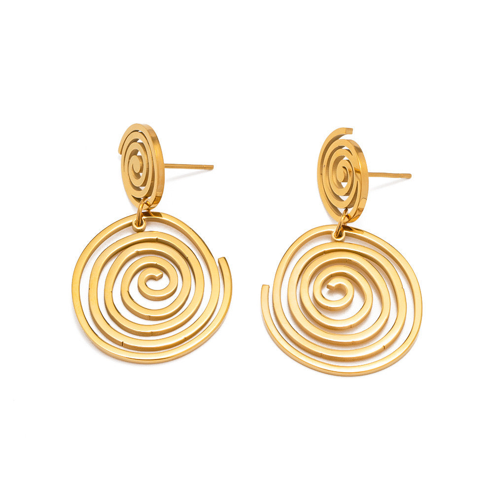 1 Pair Ig Style Streetwear Round Solid Color Plating Stainless Steel 18k Gold Plated Ear Studs