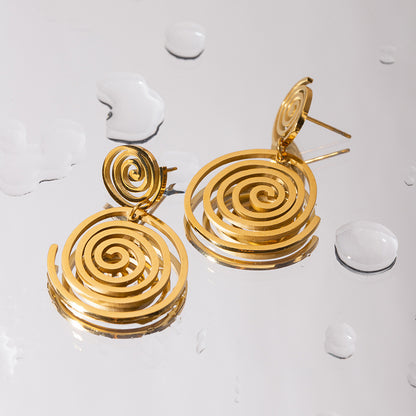 1 Pair Ig Style Streetwear Round Solid Color Plating Stainless Steel 18k Gold Plated Ear Studs