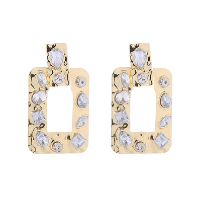 1 Pair Simple Style Classic Style Heart Shape Plating Inlay Alloy Rhinestones Gold Plated Drop Earrings