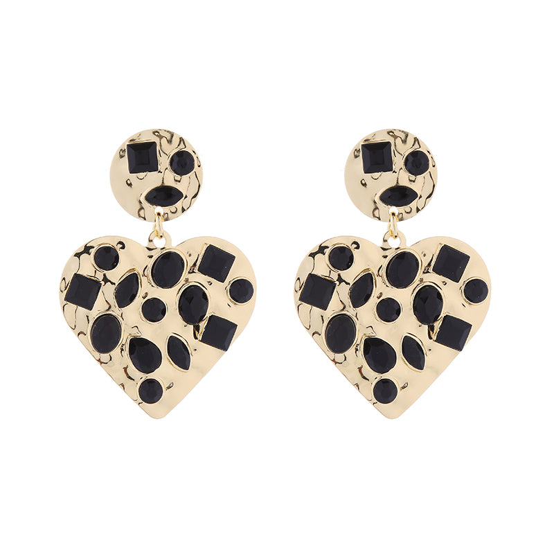 1 Pair Simple Style Classic Style Heart Shape Plating Inlay Alloy Rhinestones Gold Plated Drop Earrings