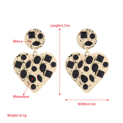 1 Pair Simple Style Classic Style Heart Shape Plating Inlay Alloy Rhinestones Gold Plated Drop Earrings