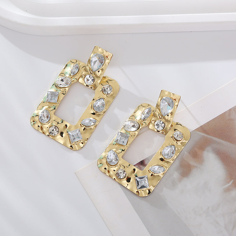 1 Pair Simple Style Classic Style Heart Shape Plating Inlay Alloy Rhinestones Gold Plated Drop Earrings