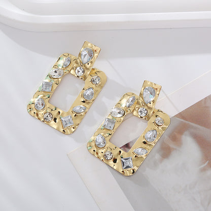 1 Pair Simple Style Classic Style Heart Shape Plating Inlay Alloy Rhinestones Gold Plated Drop Earrings