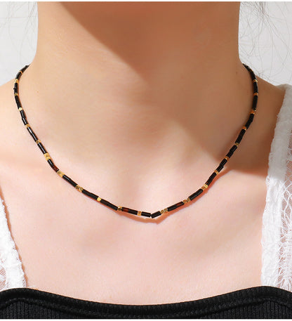 Simple Style Geometric Stainless Steel Natural Stone Beaded Choker