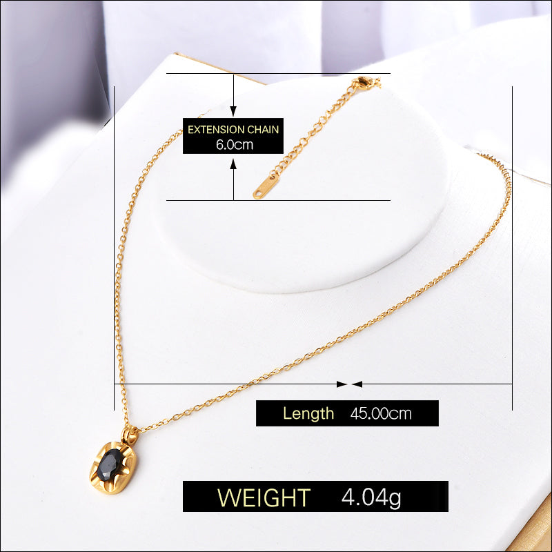 Simple Style Commute Color Block Stainless Steel Plating Inlay Zircon 18k Gold Plated Pendant Necklace