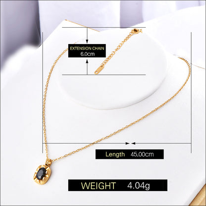 Simple Style Commute Color Block Stainless Steel Plating Inlay Zircon 18k Gold Plated Pendant Necklace