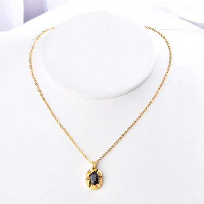 Simple Style Commute Color Block Stainless Steel Plating Inlay Zircon 18k Gold Plated Pendant Necklace