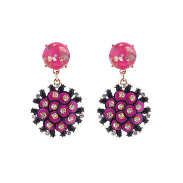 1 Pair Vacation Classic Style Flower Plating Inlay Alloy Rhinestones Gold Plated Drop Earrings