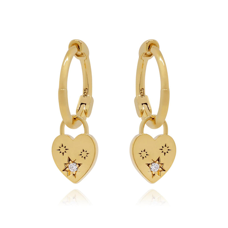 1 Pair Casual Simple Style Hexagram Heart Shape Plating Inlay Copper Zircon 18k Gold Plated Hoop Earrings Drop Earrings Ear Cuffs