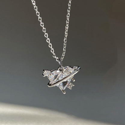 Ig Style Y2k Korean Style Heart Shape Alloy Inlay Zircon Women's Pendant Necklace