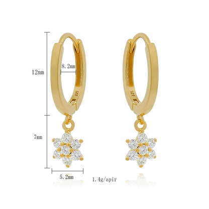 1 Pair Casual Simple Style Hexagram Heart Shape Plating Inlay Copper Zircon 18k Gold Plated Hoop Earrings Drop Earrings Ear Cuffs