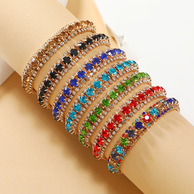 Glam Luxurious Geometric Alloy Inlay Rhinestones Gold Plated Women's Bracelets