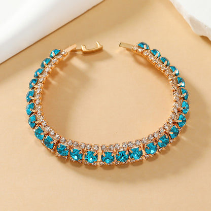 Glam Luxurious Geometric Alloy Inlay Rhinestones Gold Plated Women's Bracelets