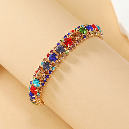 Glam Luxurious Geometric Alloy Inlay Rhinestones Gold Plated Women's Bracelets