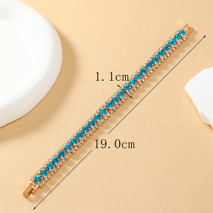 Glam Luxurious Geometric Alloy Inlay Rhinestones Gold Plated Women's Bracelets