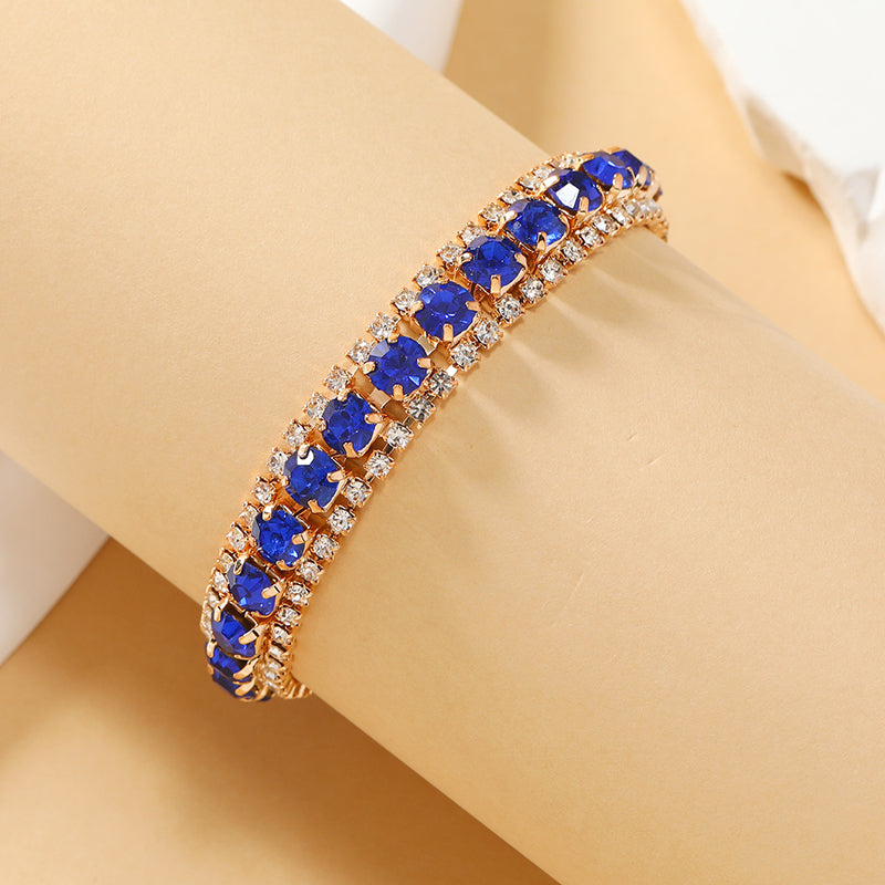 Glam Luxurious Geometric Alloy Inlay Rhinestones Gold Plated Women's Bracelets