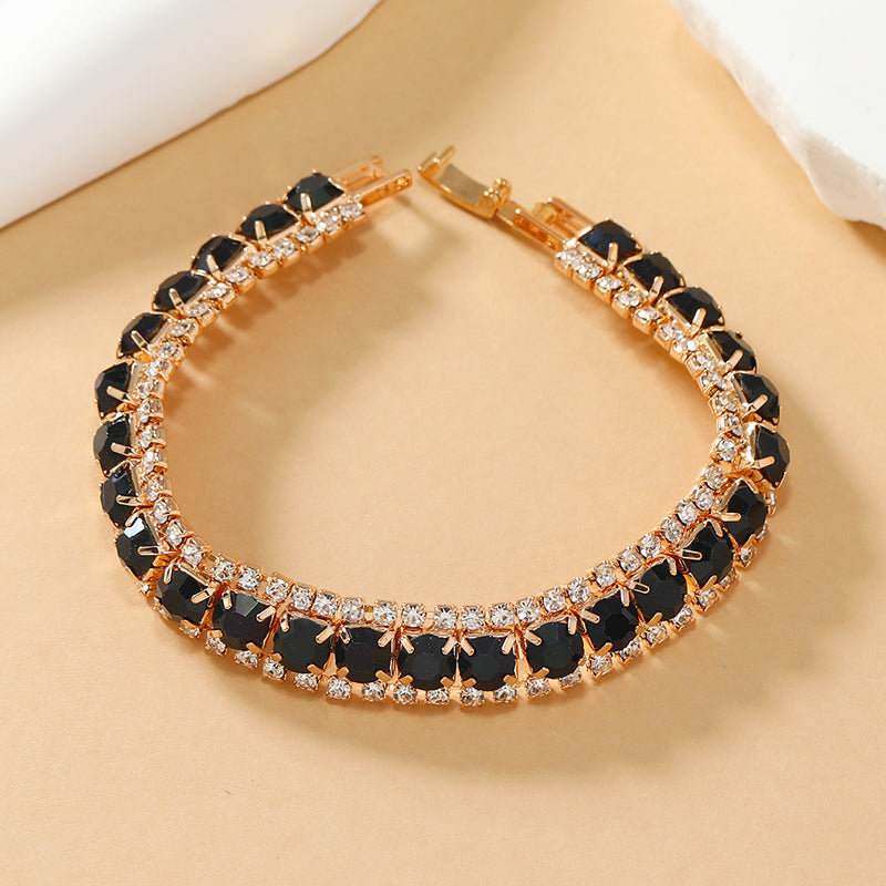 Glam Luxurious Geometric Alloy Inlay Rhinestones Gold Plated Women's Bracelets