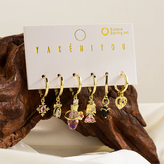 Simple Style Princess Flower Copper 14k Gold Plated Zircon Drop Earrings In Bulk