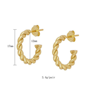 1 Pair Simple Style Geometric Plating Inlay Copper Zircon 18k Gold Plated Hoop Earrings Ear Cuffs Ear Studs