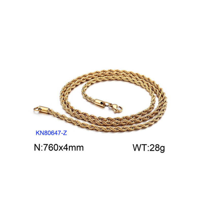 European And American Stainless Steel Electroplating Multi-size Twisted Rope Necklace Twist Chain Wholesale