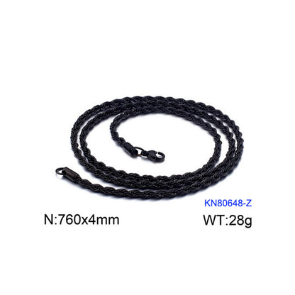 European And American Stainless Steel Electroplating Multi-size Twisted Rope Necklace Twist Chain Wholesale