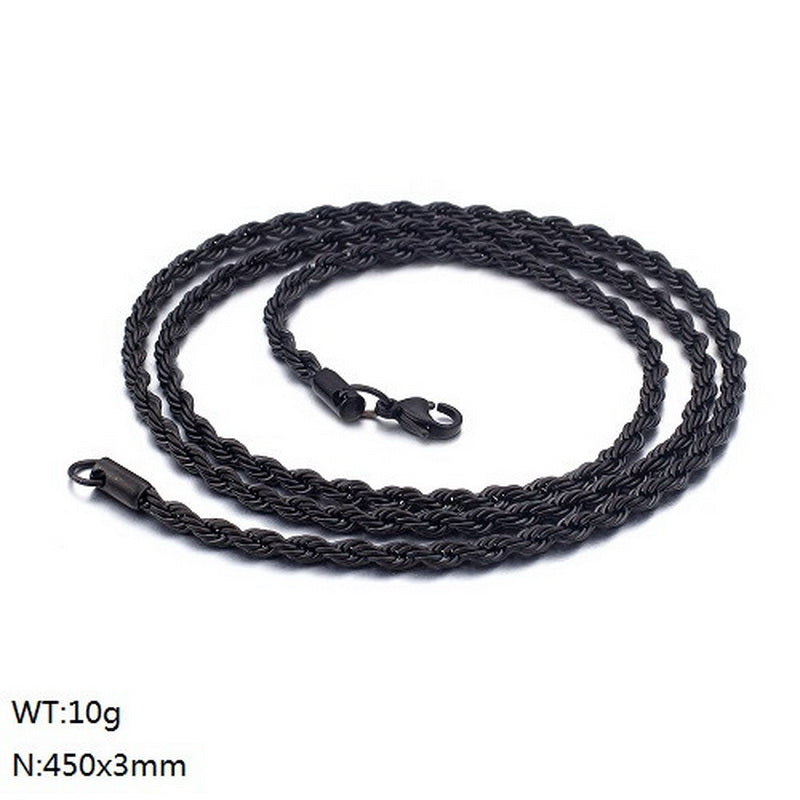 European And American Stainless Steel Electroplating Multi-size Twisted Rope Necklace Twist Chain Wholesale