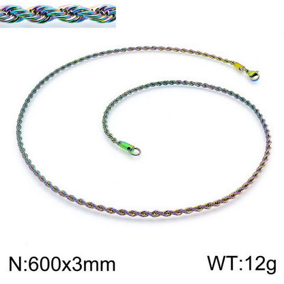 European And American Stainless Steel Electroplating Multi-size Twisted Rope Necklace Twist Chain Wholesale