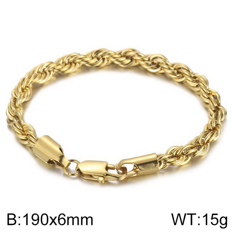 Simple Style Twist Stainless Steel Plating Bracelets