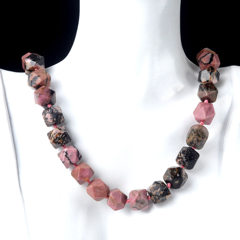 Fashion Geometric Crystal Agate Beaded Necklace