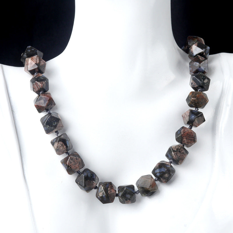 Fashion Geometric Crystal Agate Beaded Necklace