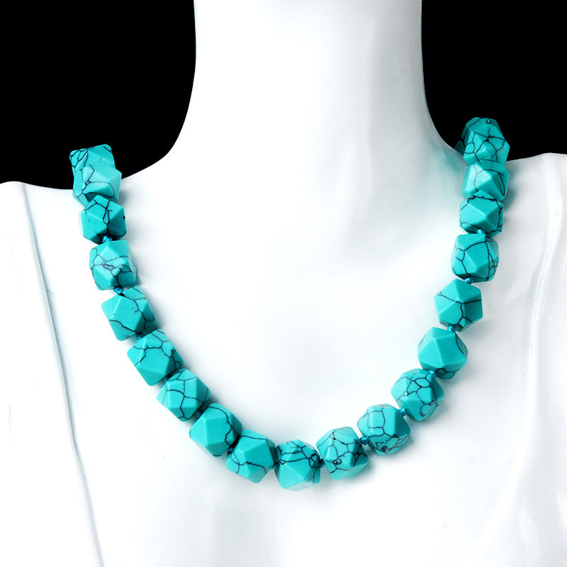 Fashion Geometric Crystal Agate Beaded Necklace