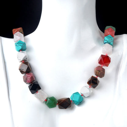 Fashion Geometric Crystal Agate Beaded Necklace