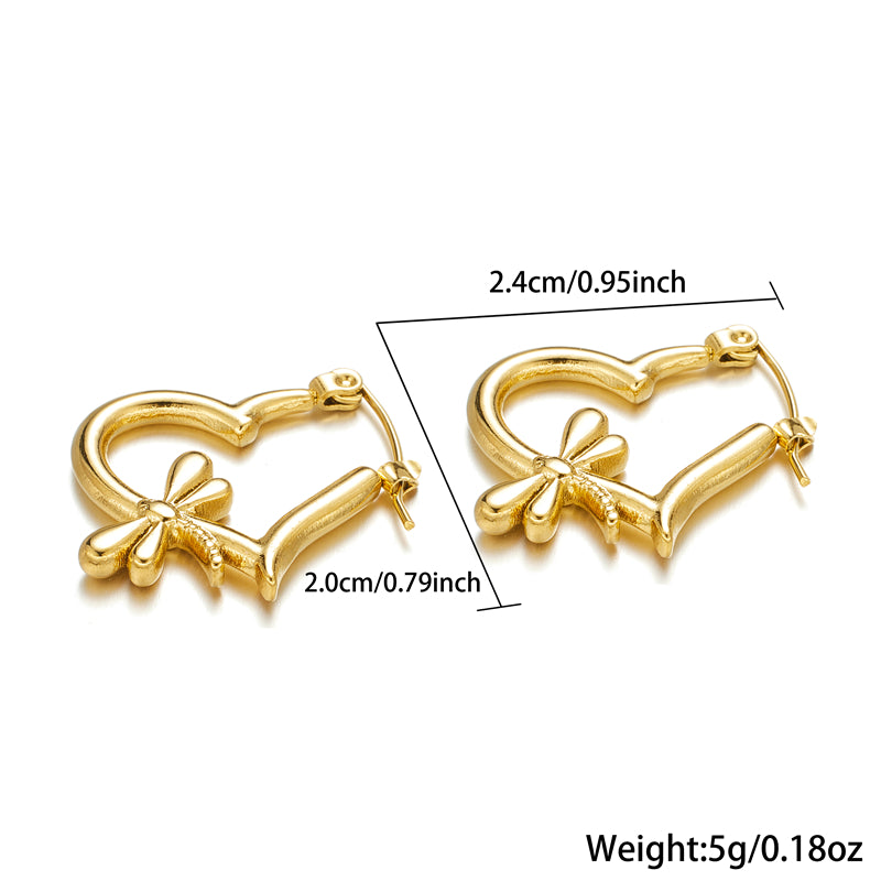 1 Pair Simple Style Classic Style Heart Shape Bee Plating Stainless Steel 18k Gold Plated Earrings