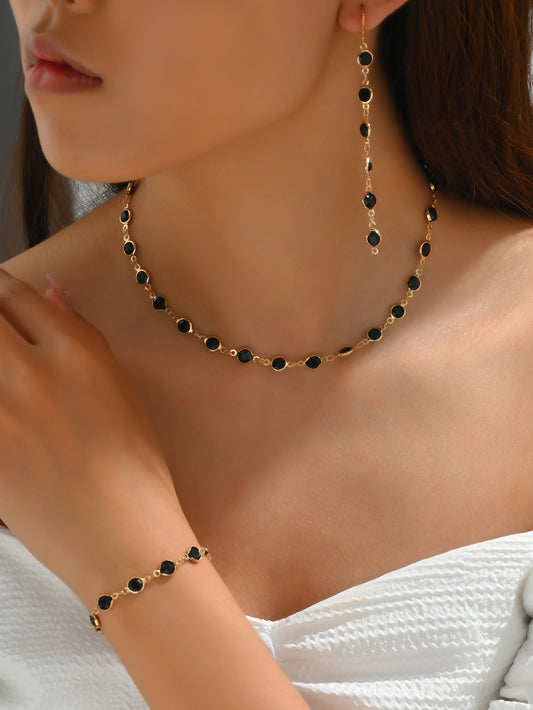 Elegant Geometric Alloy Plastic Women's Bracelets Earrings Necklace